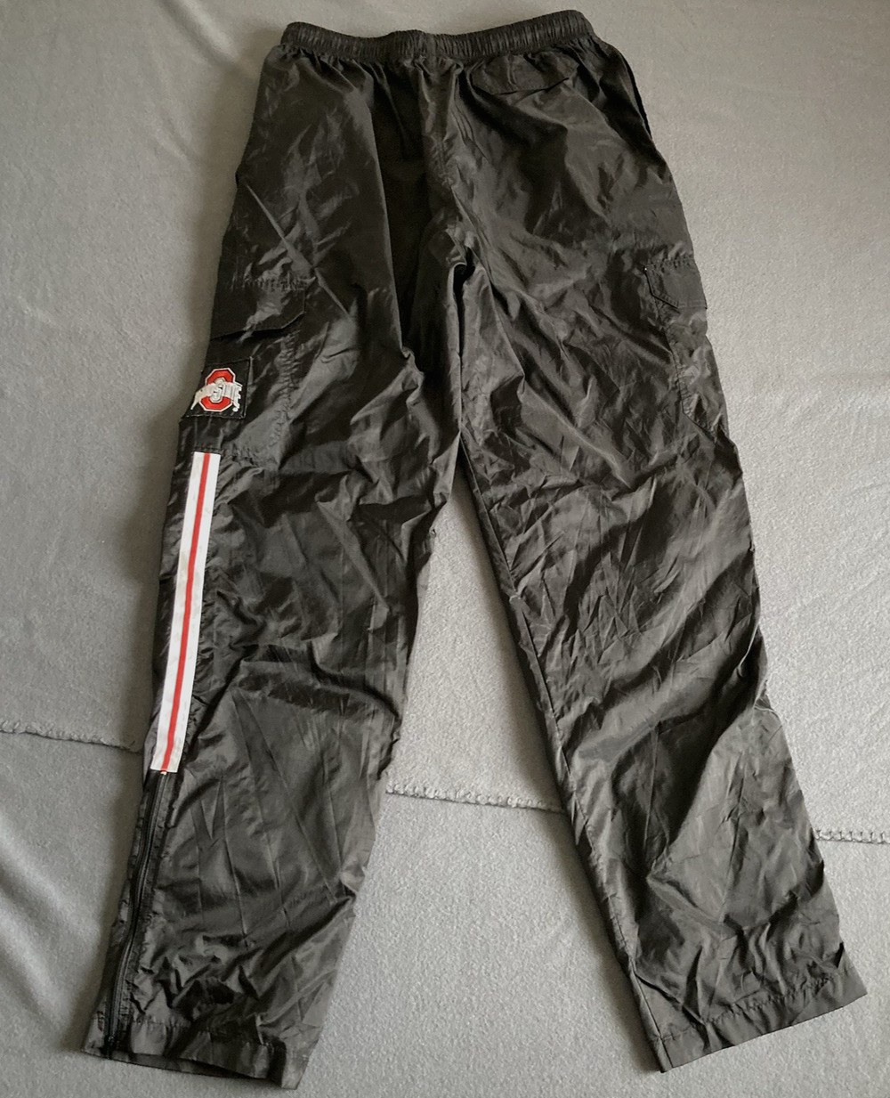 Ohio State Windbreaker Pant Women's Large Black w/Logo Lightweight Elastic Waist